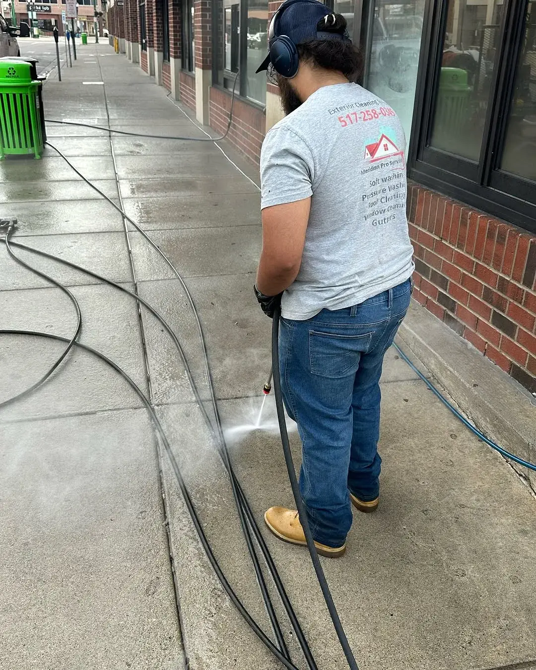 Commercial sidewalk cleaning